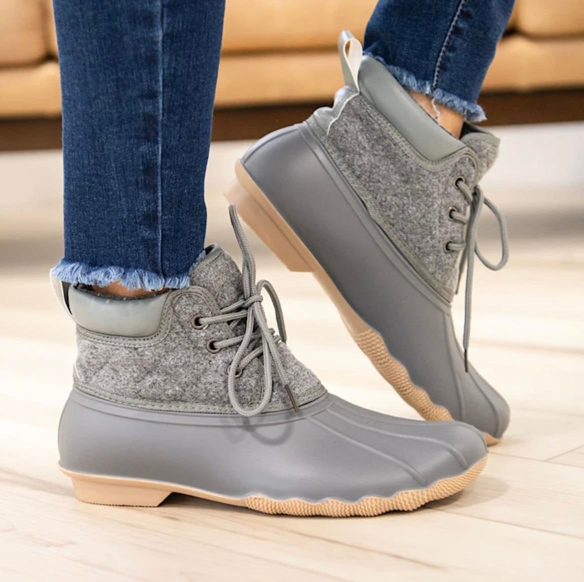 Gray duck boots sales